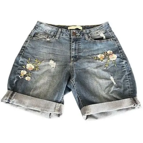 C&C California C Est 1946 denim Floral Embroidered Denim Jean Shorts size 6