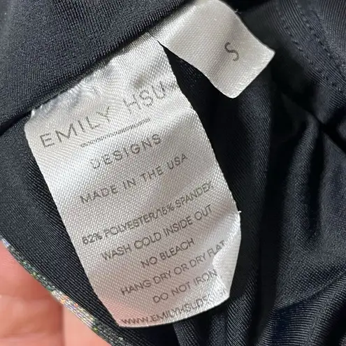 Emily Hsu Leopard Set Women’s Size XS S Crop Top Leggings Metallic Foil Print Brown