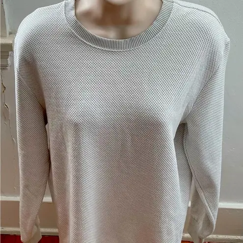 ZARA  waffle knit ivory cream ribbed trim crewneck long sleeve sweatshirt, size S