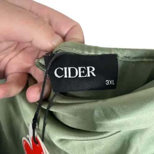 Cider NWT Wedding Guest Satin Cowl Neck Ruched Midi Dress in Green Size 3XL