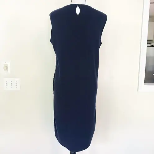 Brooks Brothers NWT Navy Blue Lace Knit Sleeveless Shift Midi Dress Women Size L