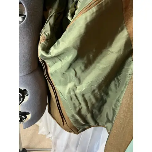 Tahari blazer 1980s pin striped tan orange yellow blue