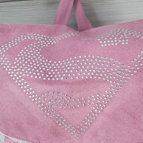 Supergirl Pink Faux Suede Backpack W/ Rhinestone Logo Furry Trim Bling Superhero