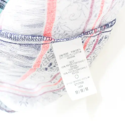 Ella Moss Blue Coral Cold Shoulder Boho Medallion Blouse