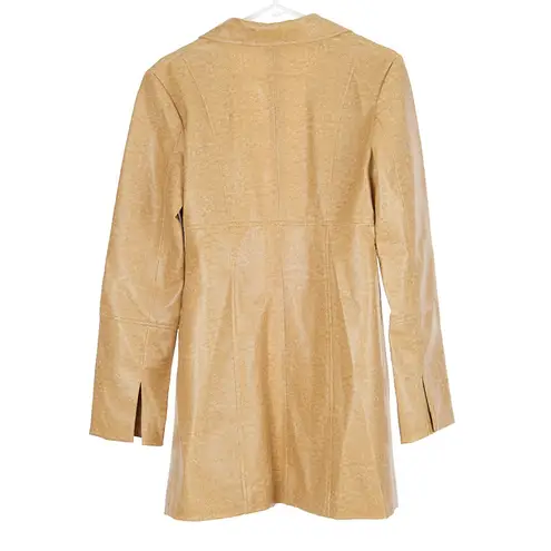 Vintage y2k Wet Seal Faux Pebbled Leather Notch Collar Jacket Women's Small Gold