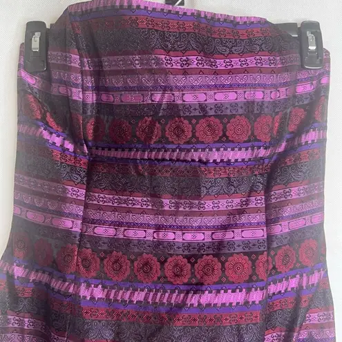 Jessica McClintock Gunne Sax Strapless Purple Mixed Print Cocktail Dress Sz 11
