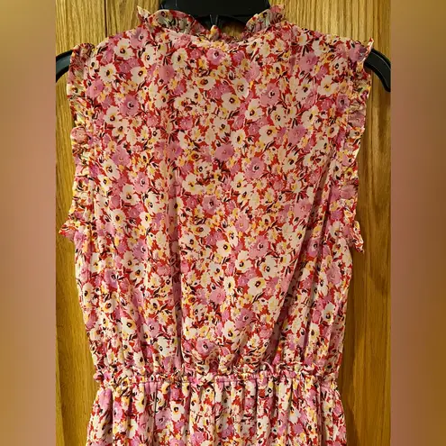Gypsies & Moondust Pink Floral Smocked Bodice Ruffled Tiered Mini Dress Size XS - Image 10