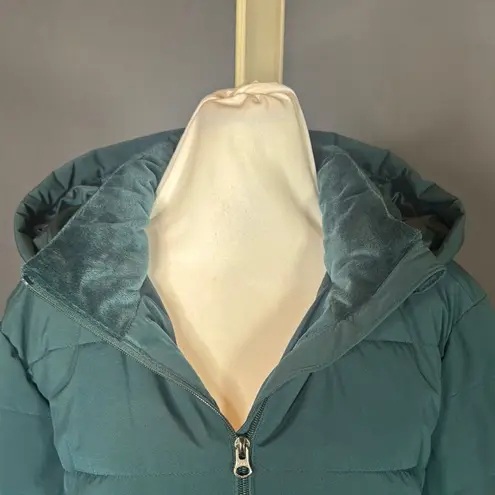 Swiss Tech Women’s Blue Green Puffer Jacket Hooded Quilted Design Size L 12/14 Blue Size L