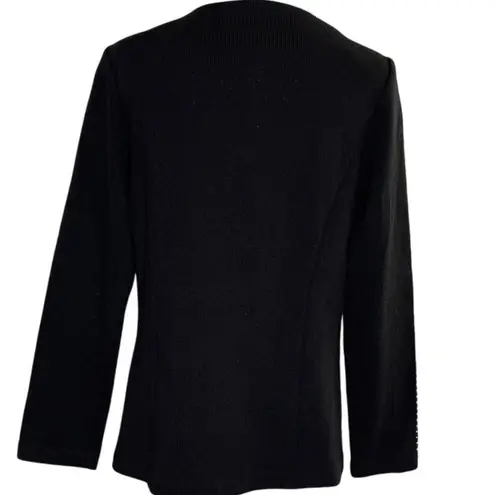 Black Knit Rhinestone Trim Blazer Jacket Women's 10 Todd & Olivia