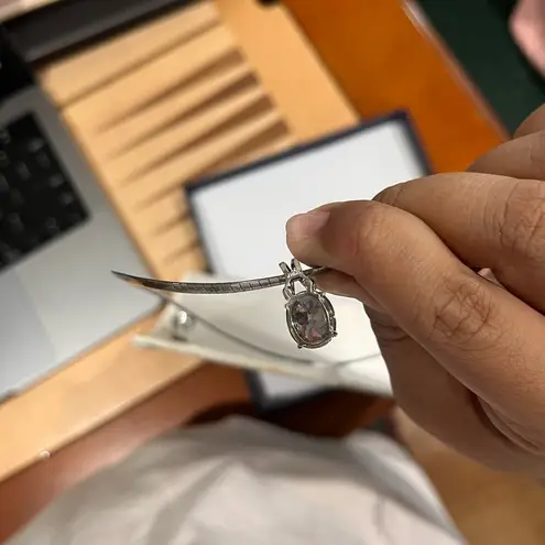 Silver necklace and studded earrings mystic quartz set never worn but tarnished