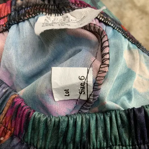 VINTAGE Layered Ruffle Skirt Jewel Tones Elastic Purple Size XS