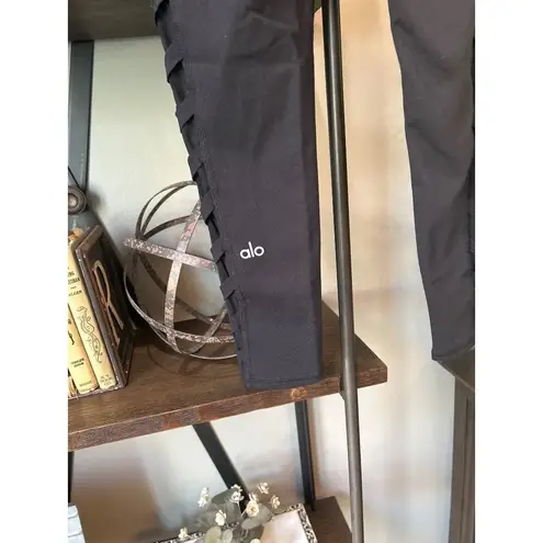 Alo Chevron Capri Semi Sheer Legging Black Womens Size XS