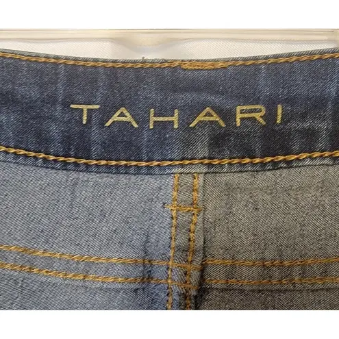 Tahari Blue Stretch Mid Rise Straight Cut Jeans Women's Size 14