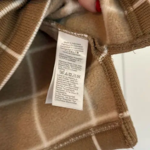 J.Crew windowpane fleece lined turtleneck sweater M Tan Size M