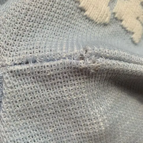 None Vintage Sweater Pastel Blue White Floral Crewneck Neutral Knit Pullover Fairy