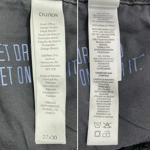 DU/ER DUER Performance Denim Straight Mid Jeans Aged Black Distressed Size 27