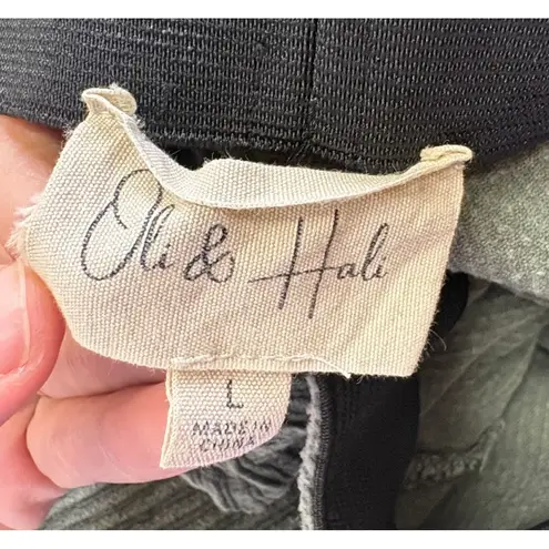 Oli & Hali Women's Corduroy High Rise Boho Retro Flare Green Wide Leg Pant L Size L