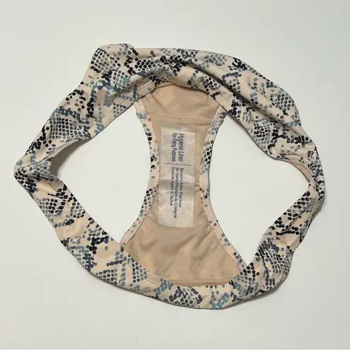 Kona Sol Medium Coverage Bikini Bottom Light Pink Blue Snakeskin Print NWOT L