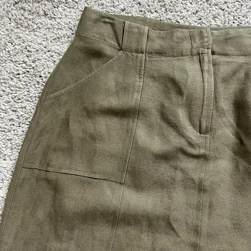 New York & Company 90s linen blend set skirt button down shirt blouse Green Size 8