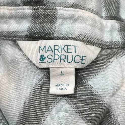 Market & Spruce Stitch Fix Green Plaid Button Down Flannel Shirt Women’s Large