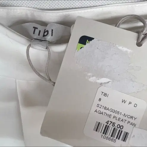 Tibi NEW NWT 8 Womens Ivory Agathe Pleated Pants Solid Dress Trouser