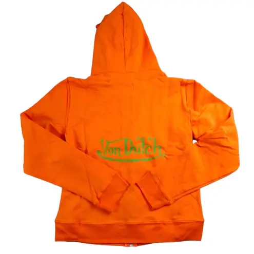 Von Dutch NEW Womens Small Orange Full Zip Hoodie Sweater Sweatshirt Signature Brand New without tag in manufacturer bag opened once to photograph 28” chest 19” length