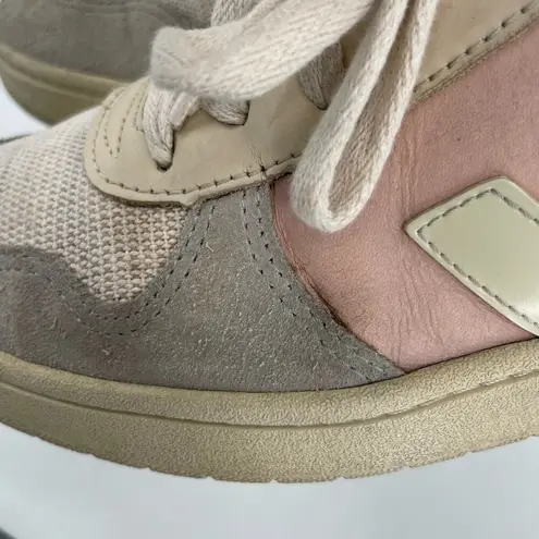 VEJA V-10 Multico Nude Colorblock Sneakers Suede Leather Pink Blue Cream Size 8