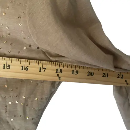 Coldwater Creek Women's Size XS Tan Sequin Swifty Party 3/4 Sleeve Top
