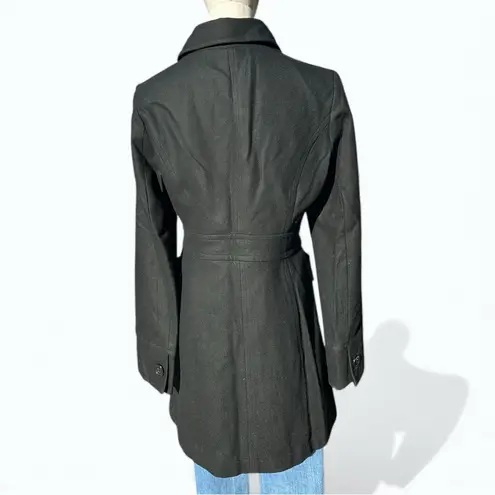 Anthropologie Tulle Black Wool Blend Pea Coat Women’s Size L Classic Style Size L