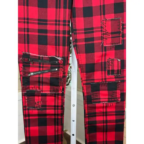 Blackheart Women's Red Black Plaid Super Skinny Pants Juniors Size 5