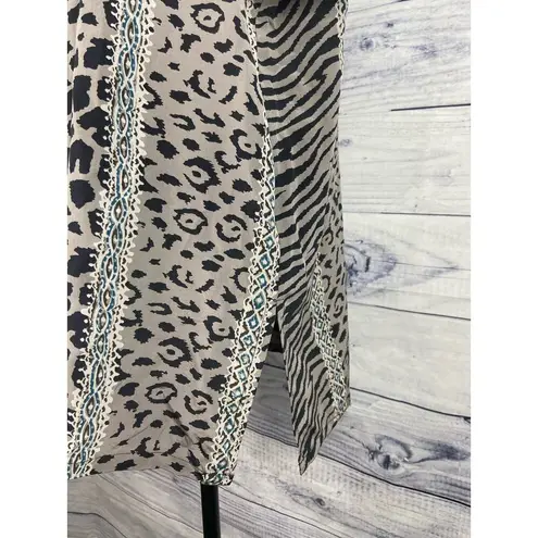 Style Exchange Silk Button Front Shirt Womens M Leopard Print Collared Short Slv