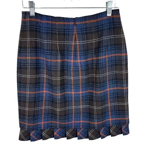 CAbi  Multicolor Plaid Pleated Bottom Straight Lined Mini Skirt Pockets Size 6