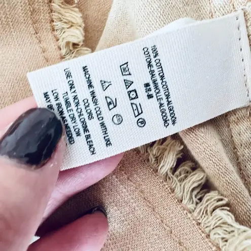 Free People  Mini Skirt Womens Size 10 Tan Button Front Belted Utility Fringe