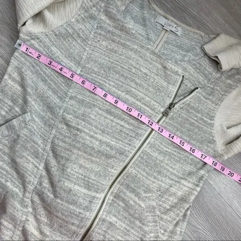 Loft  beige and gray asymmetrical sweatshirt/jacket size Medium