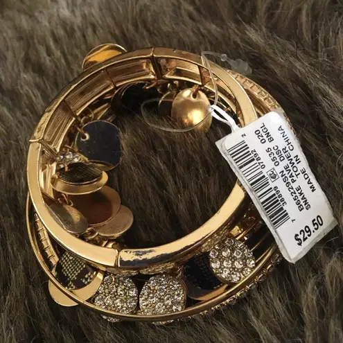 Bundled lot of 6 rhinestone snake pave bracelets Gold