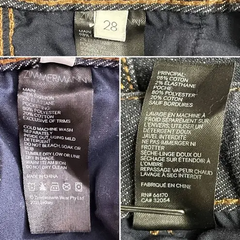 Zimmermann Concert Stiletto Jeans Women’s Size 28 Dark Denim Flare Leg Split Hem