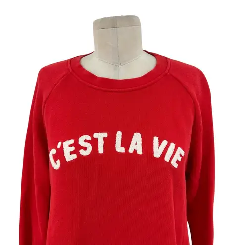 WHISTLES Cest La Vie Sweatshirt Top Red Size Medium