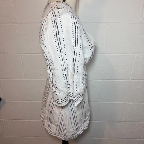 After Market White and Blue Plunge Neck Backless Mini Dress Size Small