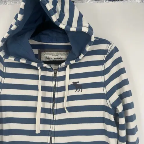 Abercrombie & Fitch Abercrombie Y2K Striped Double Zipper‎ Zip Up Hoodie Hooded Sweatshirt Size L thumbnail 9