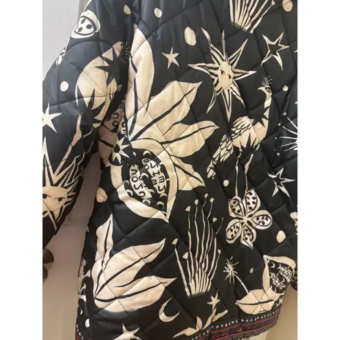 Farm Rio Cerrado Sky Reversible Puffer Jacket Black & White Rainbow Size S