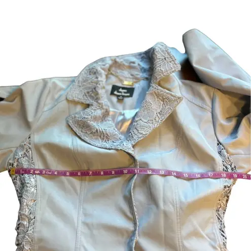 Dennis Basso Women's Gray Lace Trim Belted Water-Resistant Jacket Size M - Image 6
