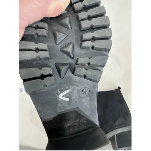 Seven7 Womans Seven 7 Berlin Pull On Black Faux Suede Chunky Heel Ankle Boots Size 9