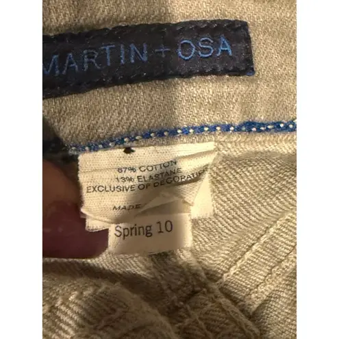 Martin + Osa Distressed Raw Hem Stretchy Mini Jean Skirt 10 Grey Washed #3594 Gray