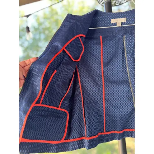 Laura Ashley Womens Blue Jacquard Jacket With Gold Zippers Size M