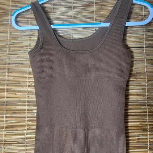 Jumpsuits Sleeveless Backless Bodycon Tummy Control Workout Romper size : SMALL Brown