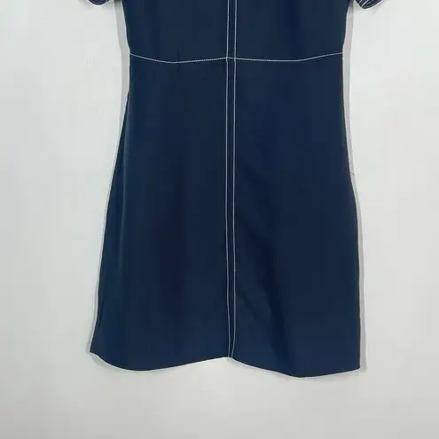 Banana Republic  A-Line Dress Womens Size 0 Navy Blue Tonal Stitched Short Sleeve