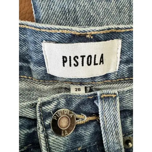 Pistola Charlie High Rise Straight in Pursue Acid Wash Sz 26 Button Fly Raw Hem