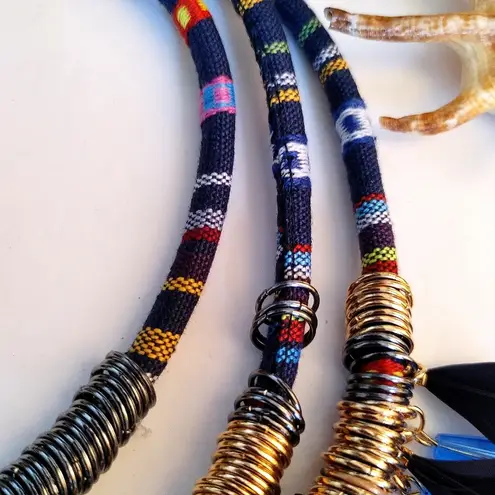 Tribal Boho Blue Feather Statement Necklace Set