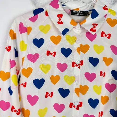 Modcloth NWT  x Hello Kitty Supercute Love Button-Up Top Size Medium M NEW thumbnail 3