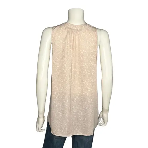 Alice Blue Simona Henley Sleeveless Cream White Polka Dot Blouse Size L